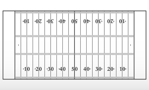 American football field markup. Outline of lines on an American football field.