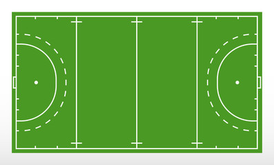 Field hockey markup. Outline of lines on field hockey. Green field hockey. - 192930761