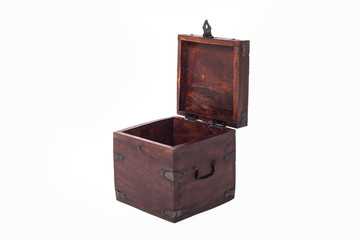 Open wooden brown box isometric