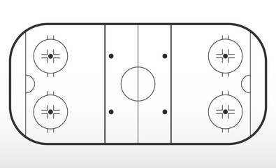 Hockey rink markup. Outline of lines on an ice hockey rink.