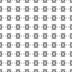 Black floral seamless pattern on white background
