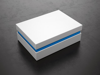 Closed White Box on black background - Box Mockup, 3d rendering