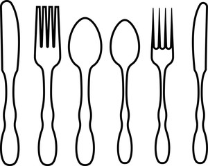 Cutlery Icon, Fork, Spoon And Knife