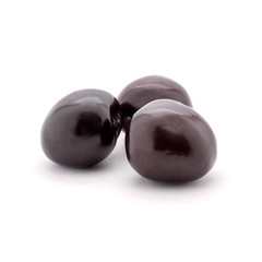 Photo of dark red cherries isolated on white background