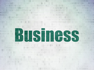 Finance concept: Painted green word Business on Digital Data Paper background