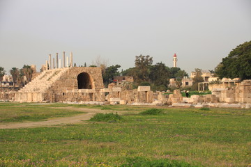 les ruines de l'hippodrome romain de Tyr