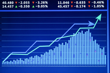 Monitor with stock data, closeup. Financial trading concept