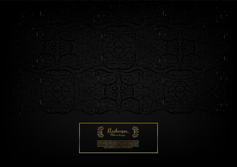 Arabesque dark abstract element gold background border vector