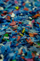Obraz premium recyclage plastique palette bouchons bouteilles dechets