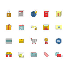 E-Commerce Web Vector Outline Icon Illustration Set