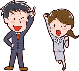 スーツを着た男性と女性のイラスト素材