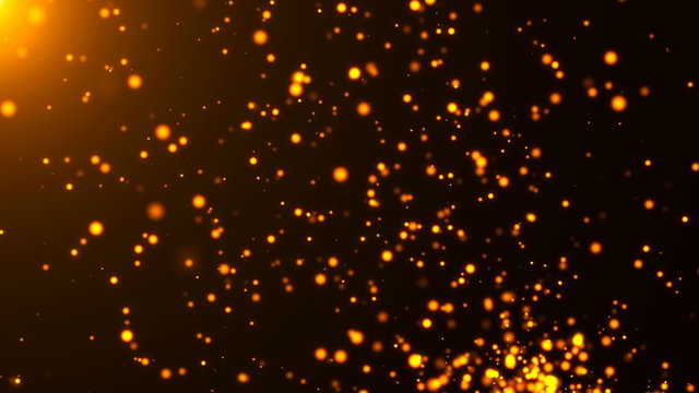 3d rendering flickering gold particles. Abstract digital background