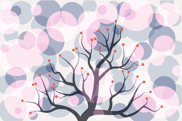 Abstract colorful circle tree vintage pattern vector.