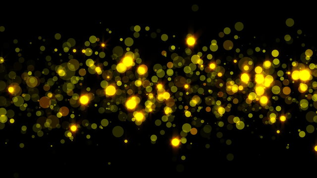 Abstract sparkling particles. 3d rendering gold background.