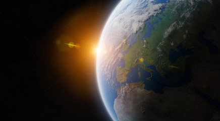 View of blue planet Earth in space 3D rendering elements of this image furnished by NASA