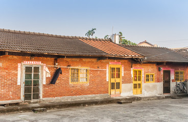 Fototapeta na wymiar Traditional taiwanese brick houses close to Ershui