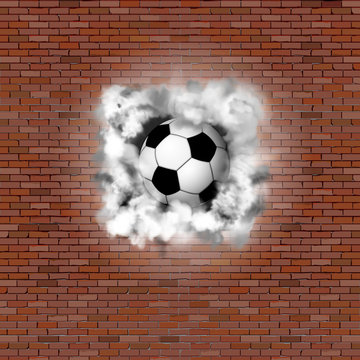Soccer ball smoke brick wall © drstokvektor