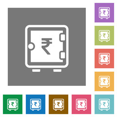Indian Rupee strong box square flat icons