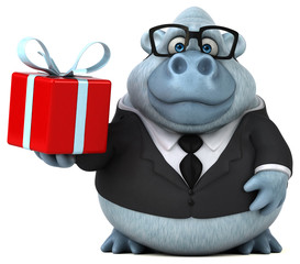 Fun white monkey - 3D Illustration