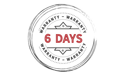 6 days warranty icon vintage rubber stamp guarantee