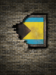 Old Bahamas flag in brick wall