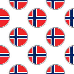 Seamless pattern from the circles with flag of Norway .