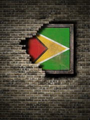 Old Republic of Guyana flag in brick wall