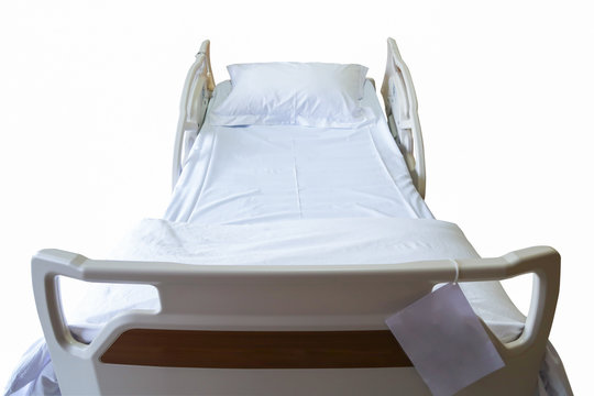 Patient Bed With Clipping Path, Isolated On White Background.