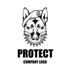 Security company vector logo design template. Protection logo.Dog in uniform. Logo icon design.
