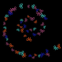 Festive Background with Colorful Bows. Delicate Pattern for Postcard, Print, Banner or Poster. Little Pretty Bows For Party Decoration, Wedding, Birthday or Anniversary Invitation. Vector
