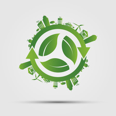Ecology concept. save world.GGreen Cities Helps the World With Eco-Friendly Concepts