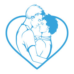 Gay couple. LGBT pride. Happy Homosexual family. Same-sex marriage.