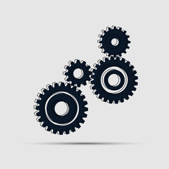 four pieces gears set icon on background.