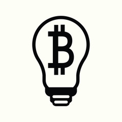 symbol bitcoin light bulb Icon on white background.Vector Illustration.