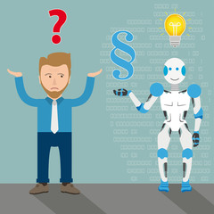 Digitalisierung im Rechtswesen - Ein Geschäftsmann lässt sich von der KI beraten