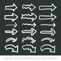 Different black Arrows icons, vector set. Abstract elements for business infographic. Up and down trend. Illustrations for Web Design