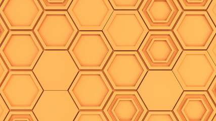 Abstract 3d background made of orange hexagons