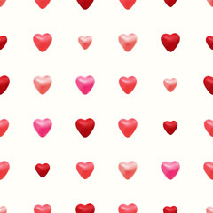 Seamless pattern of 3d hearts. Vector love background. Valentines day design