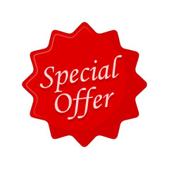 Special offer, red label. Vector illustration