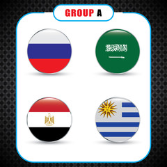 Football. Championship. Vector flags. Russia. Group A.
