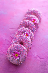 delicious pink donuts