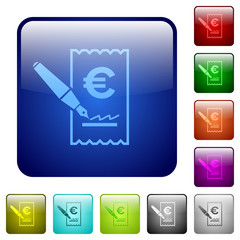 Signing Euro cheque color square buttons