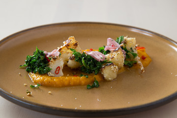 Roasted Cauliflower in a Pumpkin Curry with Kale