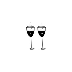 Glasses of champagne logo element