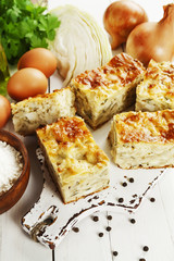 Pie with cabbage and eggs