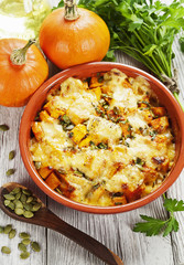 Chicken baked with pumpkin