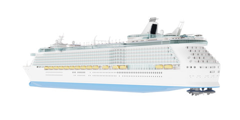 Beautiful huge cruise ship isolated on white background. 3D rendering