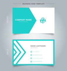 Creative business card and name card template green and white triangle pattern. Abstract concept and commercial design.