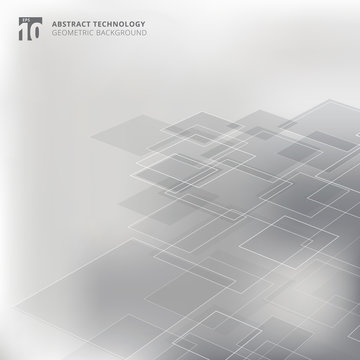 Abstract geometric squares shape pattern perspective technology gray color background.
