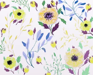 Fototapeten hand draw floral pattern © osubusu